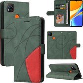 Voor Xiaomi Redmi 9C Dual-color Splicing Horizontale Flip PU Lederen Case met Houder & Kaartsleuven & Portemonnee (Groen)