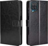 Voor Samsung Galaxy M32 Crazy Horse Textuur Horizontale Flip Leather Case met Houder & Kaartsleuven & Lanyard (Zwart)