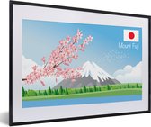 Fotolijst incl. Poster - Een illustratie van Mount Fuji in de lente - 60x40 cm - Posterlijst