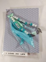 Sleutelhanger I Love my Live, handgemaakt, Kindercrea