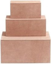 BOX set 3 stuks roze suède