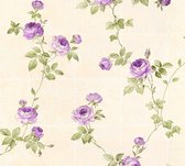 MOTIF CARREAUX CLASSIQUES PAPIER PEINT ROSES - Violet Vert Beige - AS Creation Château 5