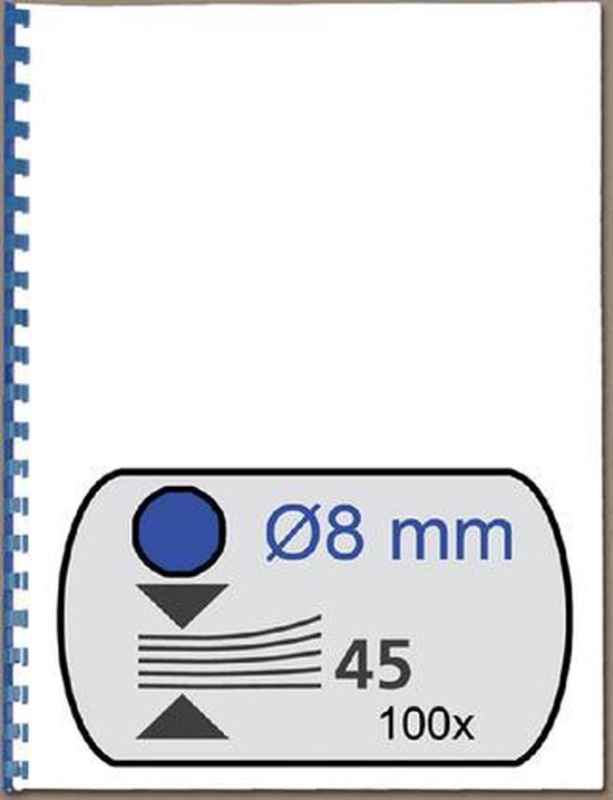Fellowes Bindruggen - 8mm - 21rings - a4 - blauw - 100 stuks | bol