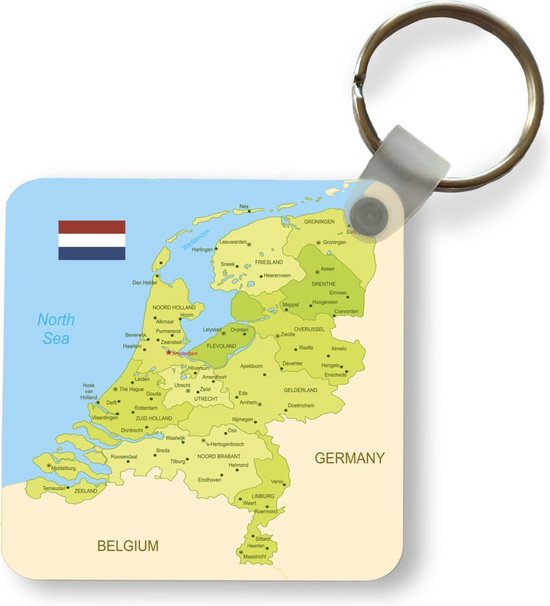 Sleutelhanger - Illustratie van een gedetailleerde kaart van Nederland -...  | bol.com