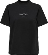 Only T-shirt Onlcity S/s Top Turtleneck Cs Jrs 15255854 Black/new York Dames Maat - S