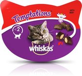 Kattensnacks  8 x 60 gr | Whiskas Temptations Rundvlees
