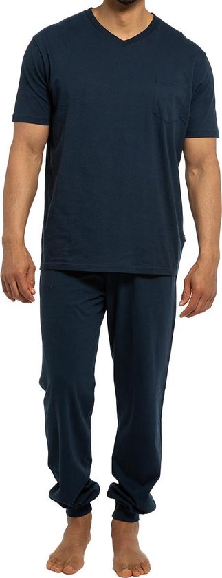 Ammann Heren pyjama t shirt met broek lang met boord Organic Cotton