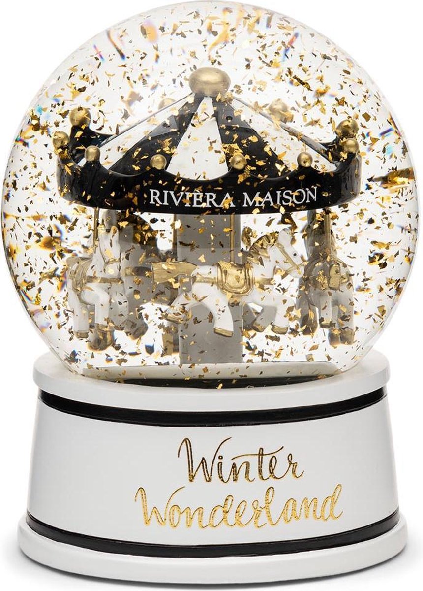 Merg censuur Herinnering Riviera Maison RM Winter Wonderland Snowglobe - Black / White - 12.0 x 12.0  | bol.com