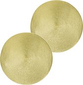 2x Ronde placemats goud 38 cm rotan look kunststof - Onderleggers