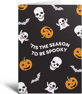 Wenskaart Tis The Season To Be Spooky - Halloween - Spook - Pompoen - Schedel - Halloween decoratie