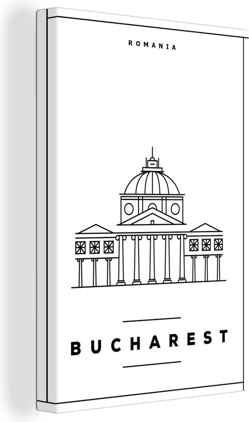 Illustration minimaliste de la métropole Bucarest 90x140 cm - Tirage photo sur toile (Décoration murale salon / chambre)