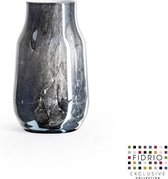 Design vaas Verona medium - Fidrio NERO - glas, mondgeblazen bloemenvaas - diameter 9 cm hoogte 25 cm