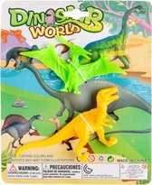 speelset dinosaurus jongens 10 cm groen/geel 2-delig