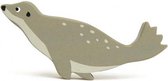 zeedier Zeehond junior 13,4 cm hout donkergrijs