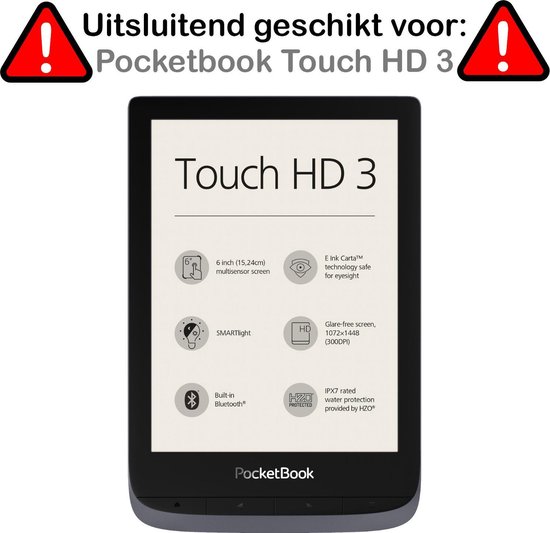 Hoesje Geschikt voor Pocketbook Touch HD 3 Hoesje Luxe Bescherm Case - Hoes Geschikt voor Pocketbook Touch HD 3 Hoes Book Cover - Donkerblauw van Hoesje  — afbeelding 2