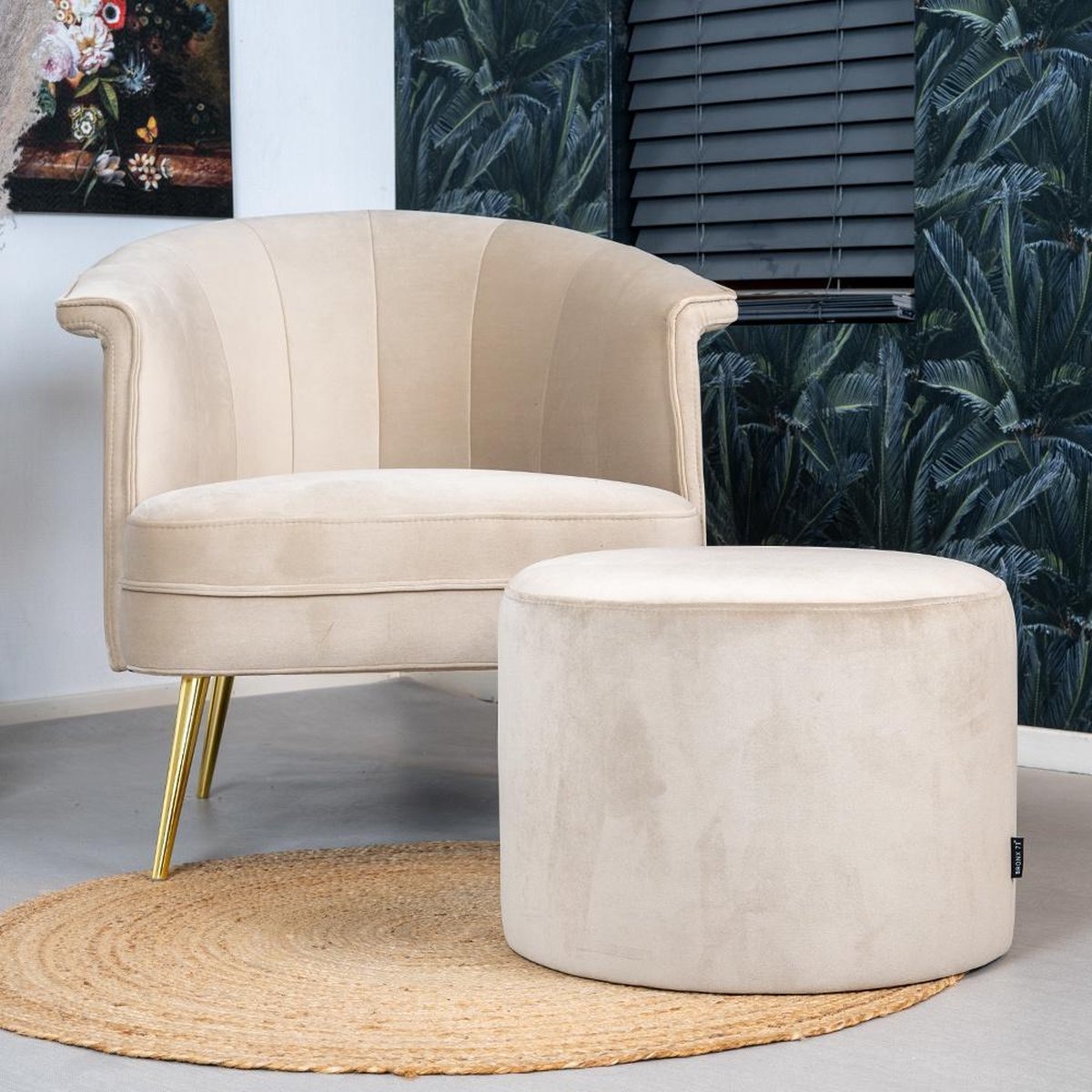 Kruk Modern Barock / Opbergset 50cm fluweel oud roze - Mooi Modern