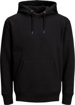 JACK & JONES relaxt fit trui katoen - soft hoodie middeldik - zwart -  Maat: XL