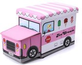 Clever Storage Opbergbox speelgoed roze ijscowagen - Roze - Sorteervakken, Met deksel, Opvouwbaar