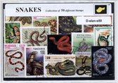 Slangen – Luxe postzegel pakket (A6 formaat) : collectie van 50 verschillende postzegels van slangen – kan als ansichtkaart in een A6 envelop - authentiek cadeau - kado - geschenk - kaart - cobra - adder - wurgslang - gif - reptiel - slang - schubben