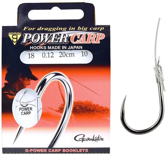 Gamakatsu Onderlijnen Power Carp Barbed 20cm (10 pcs) - Maat : 20cm - haak 12 - 0.16mm van Gamakatsu — afbeelding 3