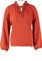 Signe nature soepele oranje blouse polyester stretch 7/8e mouw - valt ruim - Maat 44