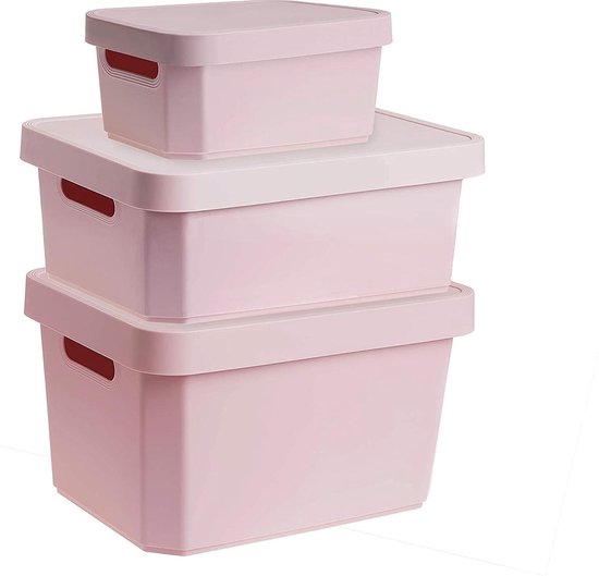 Regelmatigheid gezantschap keuken Opbergbox Kerstballen - Zinaps Set van 3 roze opbergdozen met deksel en  handvat,... | bol.com