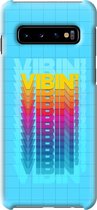 Samsung Galaxy S10 Telefoonhoesje - Premium Hardcase Hoesje - Dun en stevig plastic - Met Quote - Vibin - Lichtblauw