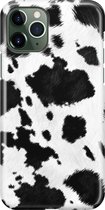 iPhone 11 Pro Hoesje - Premium Hard Hoesje - Back Cover - Met Dierenprint - Koeien Patroon - Zwart