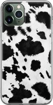 iPhone 11 Pro Hoesje - Siliconen Hoesje - Transparant - Flexibel - Shockproof - Met Dierenprint - Koeien Patroon - Zwart