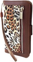 H.K. boekhoesje/bookcase luipaard met rits + portemonnee  geschikt voor Samsung Galaxy S21