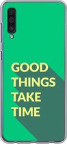 Samsung Galaxy A50 Telefoonhoesje - Transparant Siliconenhoesje - Flexibel - Met Quote - Good Things - Groen