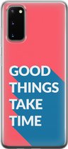 Samsung Galaxy S20 Telefoonhoesje - Transparant Siliconenhoesje - Flexibel - Met Quote - Good Things - Rood