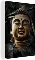 Canvas Schilderij Boeddha - Illustratie - Koper - 60x90 cm - Wanddecoratie