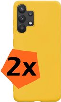 Samsung Galaxy A32 5G Hoesje Siliconen - Samsung Galaxy A32 5G Hoesje Geel Case - Samsung Galaxy A32 5G Cover Siliconen Back Cover - 2x