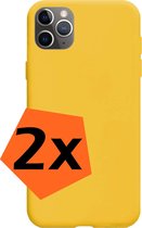 Hoesje Geschikt voor iPhone 11 Pro Max Hoesje Siliconen Cover Case - Hoes Geschikt voor iPhone 11 Pro Max Hoes Back Case - 2-PACK - Geel