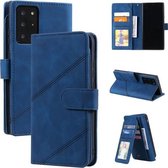 Voor Samsung Galaxy Note20 Ultra Skin Feel Business Horizontale Flip PU Lederen Case met Houder & Multi-kaartsleuven & Portemonnee & Lanyard & Fotolijst (Blauw)