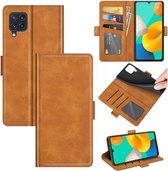 Voor Samsung Galaxy M32 Dual-side Magnetische Gesp Horizontale Flip Lederen Case met Houder & Kaartsleuven & Portemonnee (Geel)