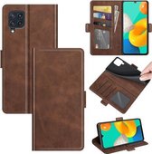 Voor Samsung Galaxy M32 Dual-side Magnetische Gesp Horizontale Flip Lederen Case met Houder & Kaartsleuven & Portemonnee (Bruin)