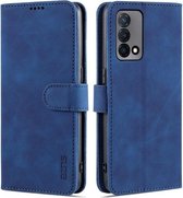 Voor OPPO K9 AZNS Huid Voelen Kalf Textuur Horizontale Flip Lederen Case met Kaartsleuven & Houder & Portemonnee (Blauw)