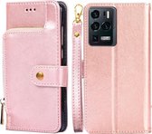 Voor ZTE Axon 30 Ultra 5G Rits Tas PU + TPU Horizontale Flip Lederen Case met Houder & Kaartsleuf & Portemonnee & Lanyard (Goud)