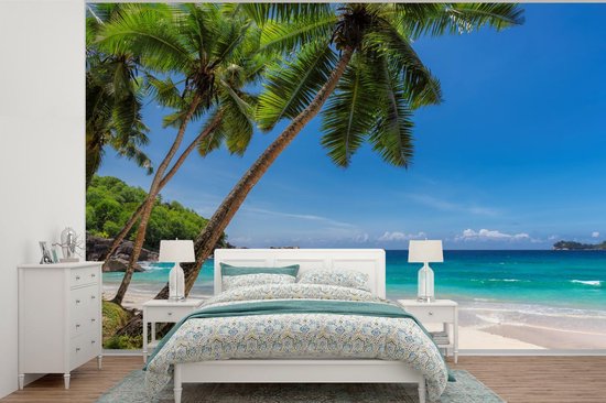Papier peint - Papier peint photo Plage - Palmier - Mer - Île - Largeur 450 cm x hauteur 300 cm
