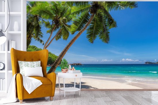 Papier peint - Papier peint photo Plage - Palmier - Mer - Île - Largeur 360 cm x hauteur 240 cm