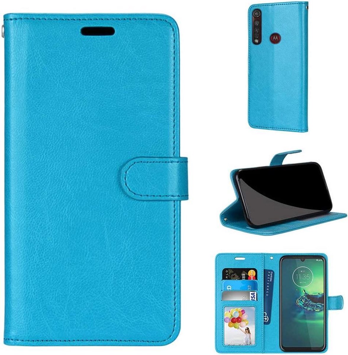 Portemonnee Book Case Hoesje Geschikt voor: Motorola Moto G8 Plus - turquoise