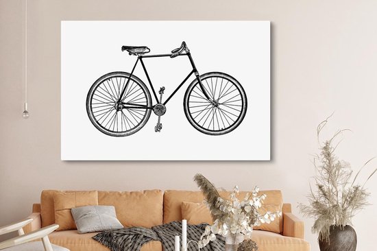 Toile Peinture Vintage - Vélo - Guidon - 150x100 cm - Décoration murale