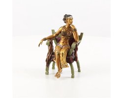 Bronzen beeld - Erezetel Curulisch - Geverfde dame - 14,4 cm hoog