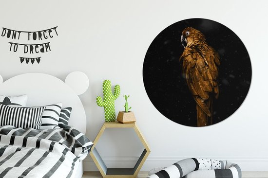 Cercle mural - Plastique - Dos d'un perroquet doré sur fond noir - ⌀ 120 cm XXL