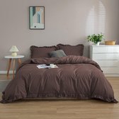 Y-NOT - Ruffels - Dekbedovertrek - Microvezel - Lits Jumeaux - 240x200/220 cm - Taupe