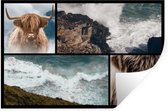 Stickers muraux - Scottish Highlander - Collage - Pierres - Mer - 90x60 cm - Film Adhésif