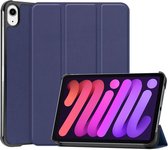 Apple iPad Mini 6 Hoesje Tri-Fold Book Case met Standaard Donker Blauw