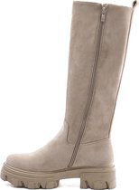 SmileFavorites® Dames Laarzen, Chelsea boots met Hak - Beige - Suedine - Maat 41